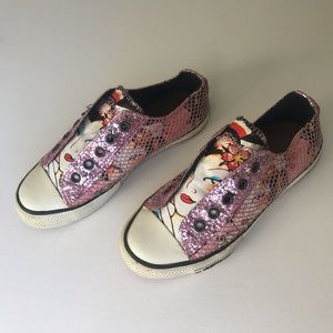 SOLD❗️ED HARDY - pink glitter cage sneakers